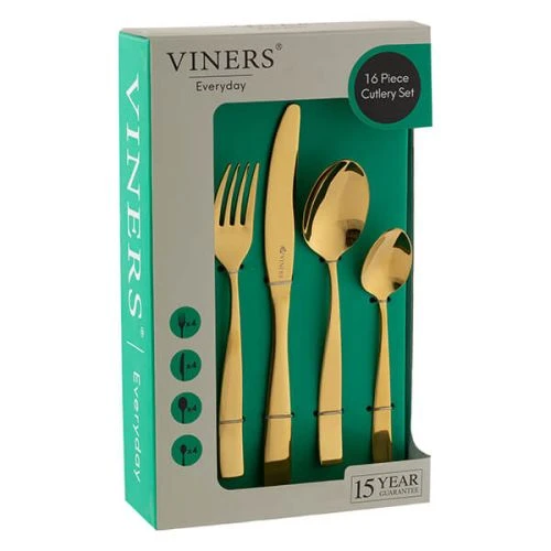 Viners Everyday Purity Gold 18/0 16 Piece Cutlery Set 4 Viners Everyday Purity Gold 18/0 16 Piece Cutlery Set - Image 2