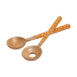 Dexam Sintra Mango Wood Spotted Salad Servers Ochre