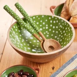 Dexam Sintra Mango Wood Spotted Salad Servers Green -tableware 16050473 Dexam Sintra Mango Wood Spotted Salad Servers Green 3