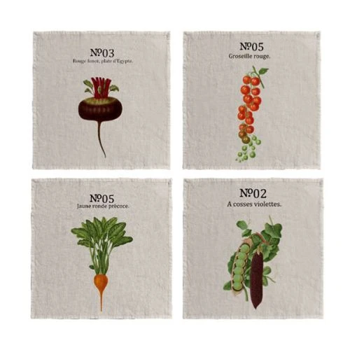 RHS Benary Vegetables Set Of 4 Napkins 3 RHS Benary Vegetables Set Of 4 Napkins