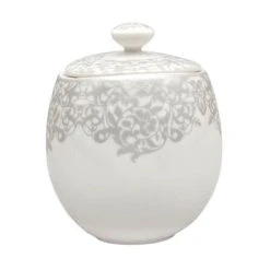 Denby Monsoon Filigree Silver Covered Sugar Bowl