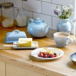 Le Creuset Coastal Blue Stoneware Butter Dish -tableware 80837174200003 Le Creuset Coastal Blue Stoneware Butter Dish 4