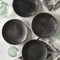 Royal Botanic Gardens Kew Living Jewels Set Of 4 Side Plates - Black