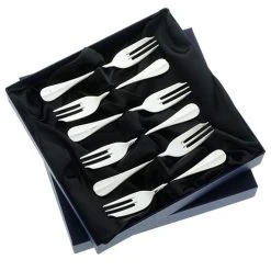 Arthur Price Of England Baguette Sovereign Silver Plate Set Of 6 Pastry Forks