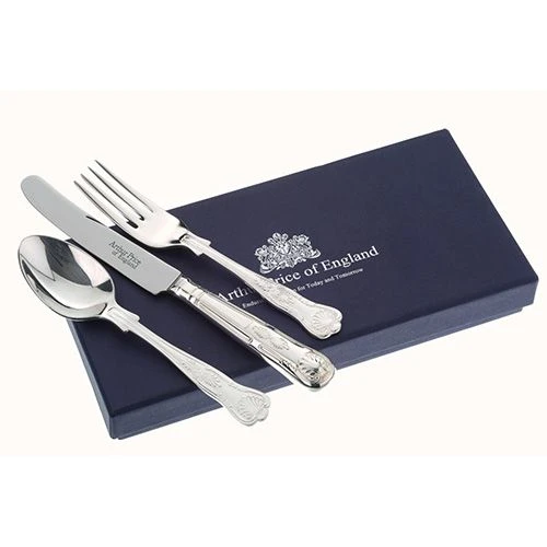 Arthur Price Of England Silver Plated Kings Design Childrens 3 Piece Cutlery Gift Box Set 3 Arthur Price Of England Silver Plated Kings Design Childrens 3 Piece Cutlery Gift Box Set