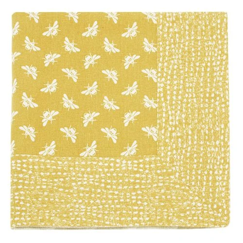 Walton & Co Ochre Bee Tablecloth 100x100cm 3 Walton & Co Ochre Bee Tablecloth 100x100cm
