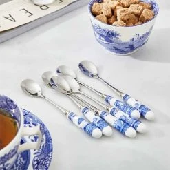 Spode Blue Italian Set Of 6 Teaspoons -tableware BLI1101X Spode Blue Italian Teaspoons Set of 6 3