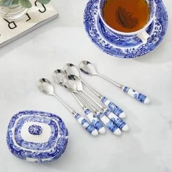 Spode Blue Italian Set Of 6 Teaspoons -tableware BLI1101X Spode Blue Italian Teaspoons Set of 6 5