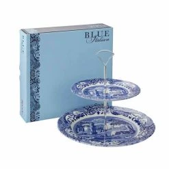 Spode Blue Italian 2-Tier Cake Stand -tableware BLI5125 Spode Blue Italian 2 Tier Cake Stand 2