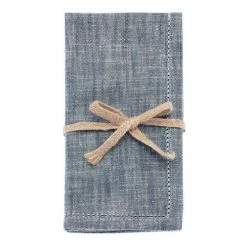 Walton & Co Flint Blue Chambray Set Of 4 Napkins