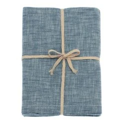 Walton & Co Flint Blue Chambray Tablecloth 130x180cm