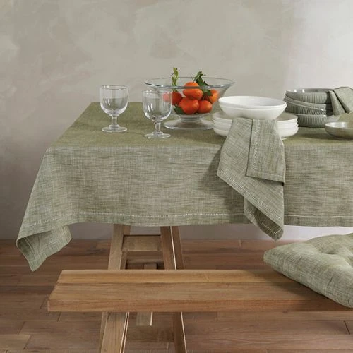 Walton & Co Chambray Tablecloth Olive 130X230cm 4 Walton & Co Chambray Tablecloth Olive 130X230cm - Image 2