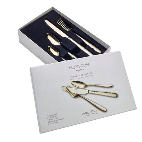 Arthur Price Monsoon Champagne Mirage 16 Piece Cutlery Gift Box Set 3 Arthur Price Monsoon Champagne Mirage 16 Piece Cutlery Gift Box Set