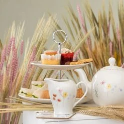 English Tableware Company Pressed Flowers 2 Tier Cake Stand -tableware DD4816A01 English Tableware Company Pressed Flowers 2 Tier Cake Stand 3
