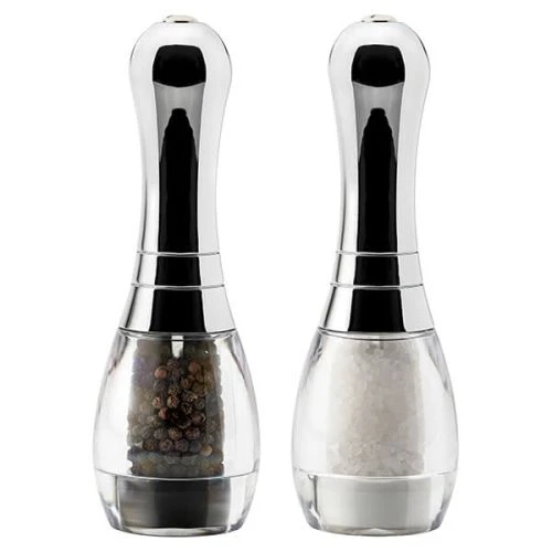 English Tableware Company Skittle Acrylic/ Plated Top Filled Salt & Pepper Mill Set 3 English Tableware Company Skittle Acrylic/ Plated Top Filled Salt & Pepper Mill Set