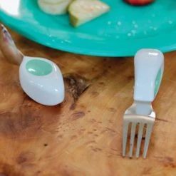 Doddl 3 Piece Cutlery Set In Aqua -tableware DOD001 Doddl 3 piece cutlery set in Lime Green 5