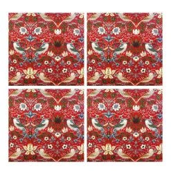 William Morris Strawberry Thief Red Pack Of 4 Napkins