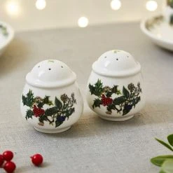 Portmeirion The Holly & The Ivy Salt & Pepper Set -tableware HV50250X The Holly And The Ivy by Portmeirion Salt And Pepper Set 3