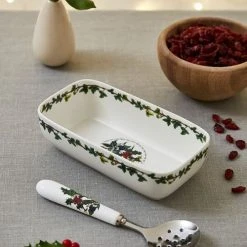 Portmeirion The Holly & The Ivy Cranberry Dish & Slotted Spoon -tableware HV78566XP The Holly And The Ivy by Portmeirion Cranberry Dish And Slotted Spoon 2