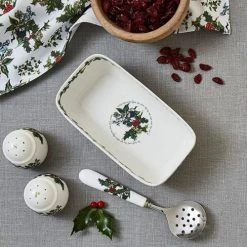 Portmeirion The Holly & The Ivy Cranberry Dish & Slotted Spoon -tableware HV78566XP The Holly And The Ivy by Portmeirion Cranberry Dish And Slotted Spoon 3