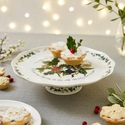 Portmeirion The Holly & The Ivy Footed Cake Plate -tableware HV83150X The Holly And The Ivy by Portmeirion Pierced Footed Cake Plate 1