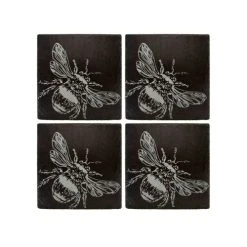 The Just Slate Company Set Of 4 Bee Slate Coasters