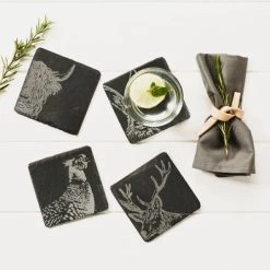 The Just Slate Company Set Of 4 Country Animals Slate Coasters -tableware JSCS4CA Just Slate Company Country Animals Slate Coasters 2