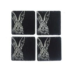 The Just Slate Company Set Of 4 Hare Slate Coasters