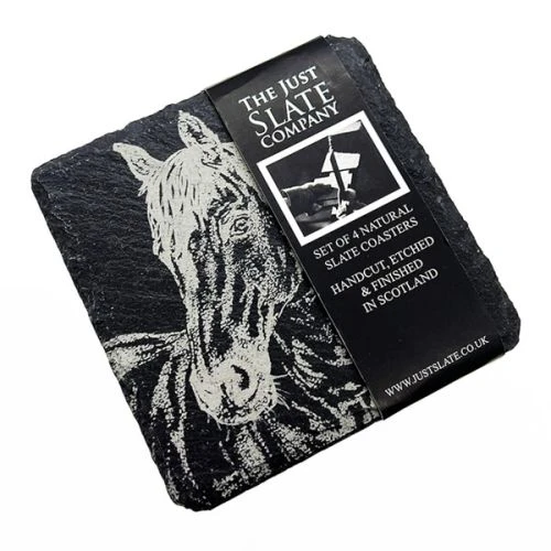 The Just Slate Company Set Of 4 Horse Portrait Slate Coasters 4 The Just Slate Company Set Of 4 Horse Portrait Slate Coasters - Image 2
