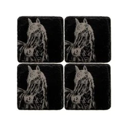 The Just Slate Company Set Of 4 Horse Portrait Slate Coasters