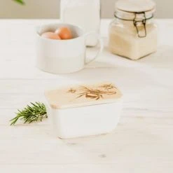 The Just Slate Company Bee White Butter Dish 6 The Just Slate Company Bee White Butter Dish -tableware JSSOBDWB Just Slate Company Bee White Butter Dish 1