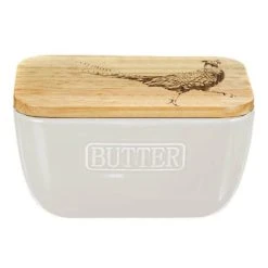 The Just Slate Company Pheasant White Butter Dish