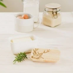 The Just Slate Company Stag White Butter Dish -tableware JSSOBDWS Just Slate Company Stag White Butter Dish 2