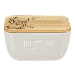 The Just Slate Company Stag White Butter Dish