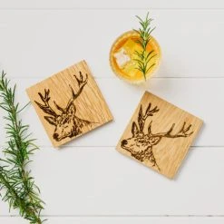 The Just Slate Company Set Of 2 Stag Oak Coasters 8 The Just Slate Company Set Of 2 Stag Oak Coasters -tableware JSSOC2S Just Slate Company Stag Oak Coasters 2