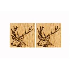 The Just Slate Company Set Of 2 Stag Oak Coasters