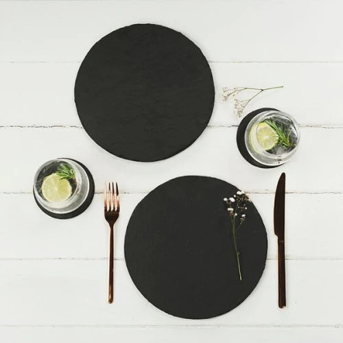 The Just Slate Company Set Of 2 Round Slate Placemats 5 The Just Slate Company Set Of 2 Round Slate Placemats - Image 3