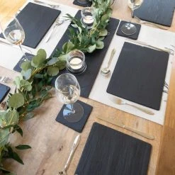 The Just Slate Company Set Of 2 Rectangular Slate Placemats -tableware JSTMR2B Just Slate Company Rectangular Slate Place Mats 2