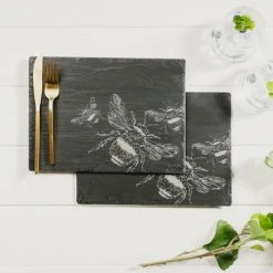 The Just Slate Company Set Of 2 Bee Slate Placemats -tableware JSTMR2BEE Just Slate Company Bee Slate Place Mats 2