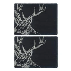 The Just Slate Company Set Of 2 Stag Slate Placemats