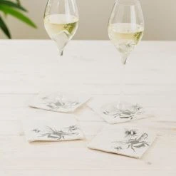 The Just Slate Company Set Of 4 Bee Linen Coasters -tableware LTC4B Just Slate Company Bee Linen Coasters 1