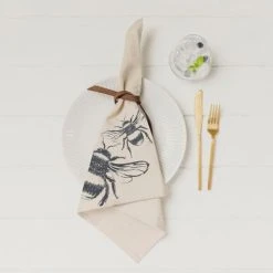 The Just Slate Company Set Of 4 Bee Linen Napkins -tableware LTN4B Just Slate Company Bee Linen Napkins 2