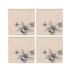 The Just Slate Company Set Of 4 Bee Linen Napkins