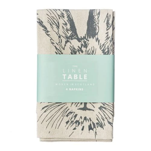 The Just Slate Company Set Of 4 Hare Linen Napkins 4 The Just Slate Company Set Of 4 Hare Linen Napkins - Image 2