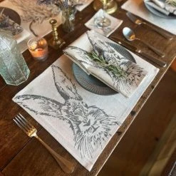 The Just Slate Company Set Of 4 Hare Linen Napkins 8 The Just Slate Company Set Of 4 Hare Linen Napkins -tableware LTN4H Just Slate Company Hare Linen Napkins 2