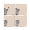 The Just Slate Company Set Of 4 Highland Cow Linen Napkins -tableware LTN4HC Just Slate Company Highland Cow Linen Napkins