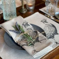 The Just Slate Company Set Of 4 Pheasant Linen Napkins -tableware LTN4PH Just Slate Company Pheasant Linen Napkins 2