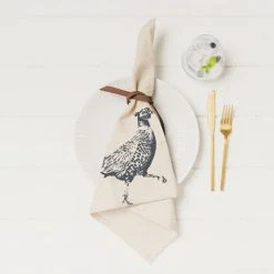 The Just Slate Company Set Of 4 Pheasant Linen Napkins -tableware LTN4PH Just Slate Company Pheasant Linen Napkins 3
