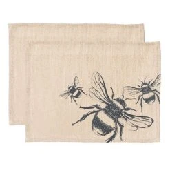 The Just Slate Company Set Of 2 Bee Linen Placemats