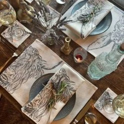 The Just Slate Company Set Of 2 Highland Cow Linen Placemats -tableware LTTM2HC Just Slate Company Highland Cow Linen Place Mats 3